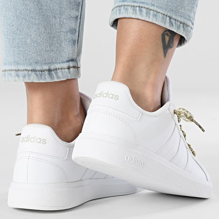 Adidas Sportswear - Baskets Femme Grand Court 2.0 FZ6158 Footwear White Grey One x Superlaced Lacet Léopard